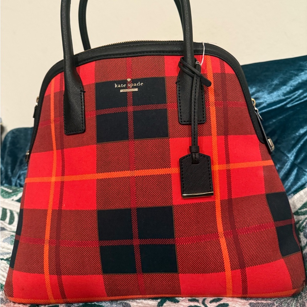 Kate Spade Black and Red Plaid Satchel Jumbo
